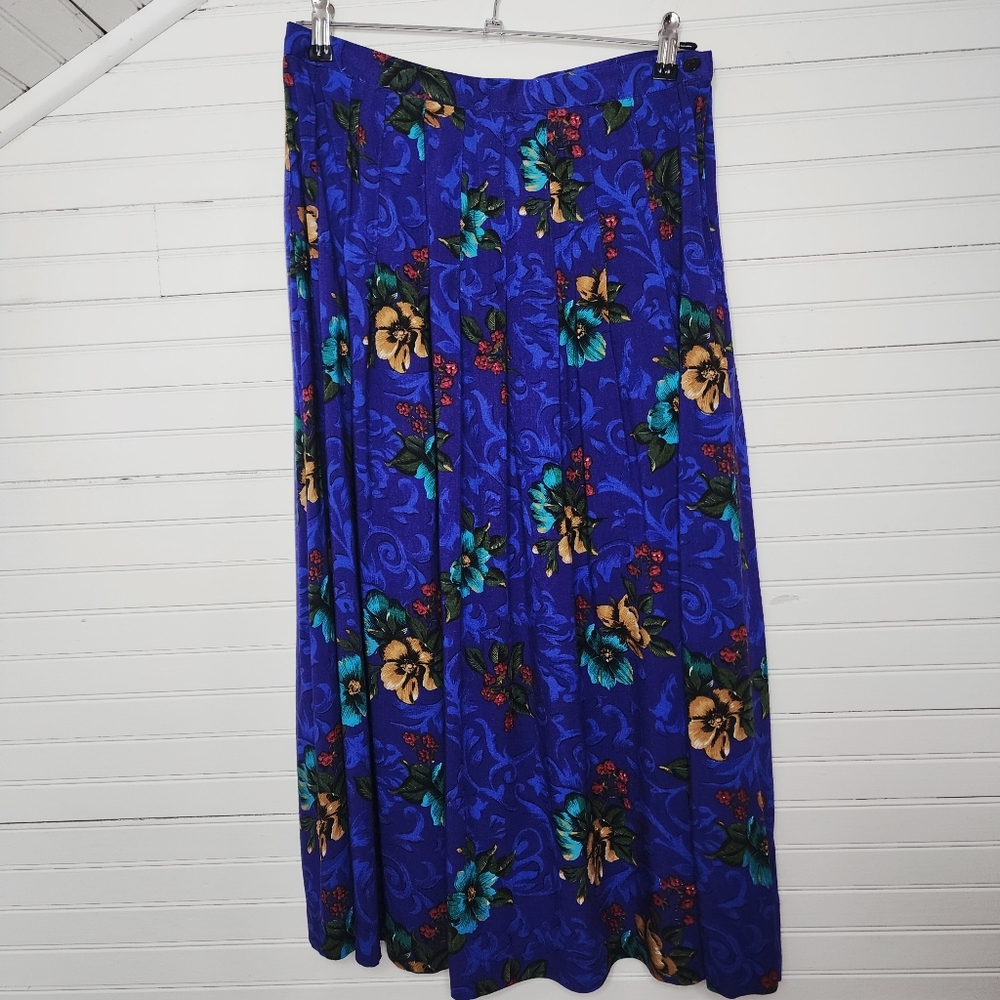 Norton McNaughton Vintage Floral Pleated Maxi Skirt Size‎ 14